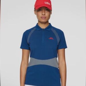 J.Lindeberg Navy Polo with Red Accent